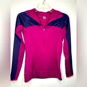 Nike pro pink and purple dri fit pullover with hood, size small